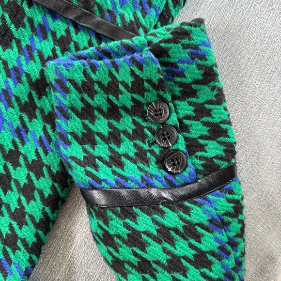 Avec Les Filles Houndstooth Leather Trim Blazer Size: M - Picture 16 of 16